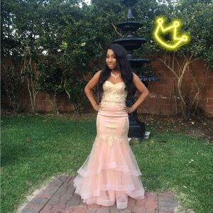 Elegant Pink Lace Prom Dress